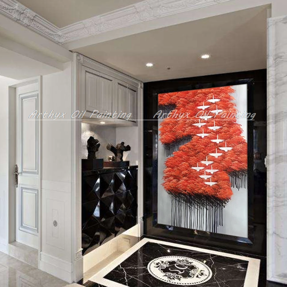 Arthyx Живопись Ручная роспись деревья пейзаж картины маслом на холсте Современные