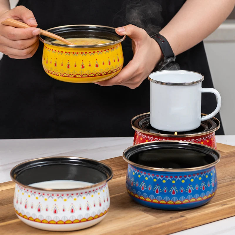 

Prague Wind Enamel Phnom Penh Fresh Bowl Dessert Bowl Alcohol Stove Soup Bowl Induction Cooker Gas Heating