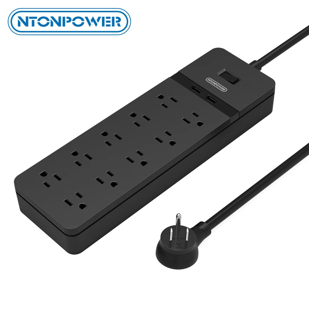 

Сетевой удлинитель NTON, настенный, 10 розеток, 2 USB-порта 1080J, защита от перенапряжения, несколько провод розетки, для дома, офиса, комнаты в обще...