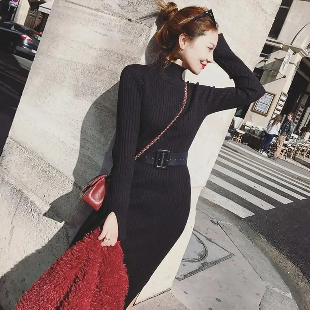 Женский трикотажный свитер с круглым вырезом и длинным рукавом | Женская одежда