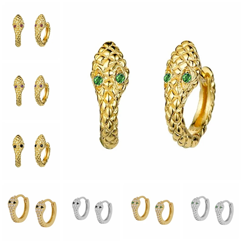 

Real 925 Silver Earrings For Women Gold Snake Earrings Gothic Girl Ear Bone Piercing Earring Punk Female Statement aretes K5