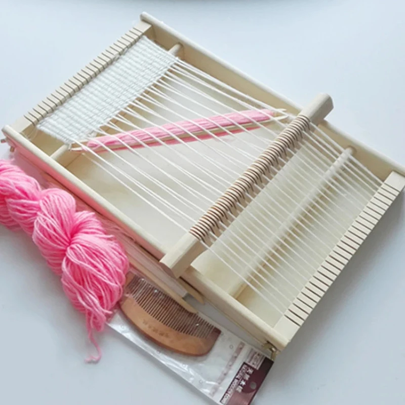 

Weaving Loom Starter Kit Wooden DIY Weaving Loom Kit Multi-Craft Hand-Knitted Spin Machine for Tapestry PR Sale
