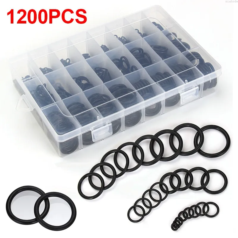 

1200pcs New NBR Seal Ring Kit 1.5mm 2.4mm 3.1mm Nitrile Rubber O-ring Seal Ring Nitrile Washer Assortment Kit Set Box Black