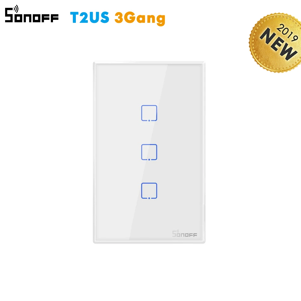 T2-US-3Gang Sonoff T2 US сенсорный Wifi переключатель, Ewelink APP/433 RF пульт дистанционного управления, работа с Alexa Google Home умный дом - Цвет: T2-US-3Gang