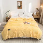 Плед в шотландскую клетку, одеяло желтого цвета из кораллового флиса, для кровати, односпальный диван, 200x230 см