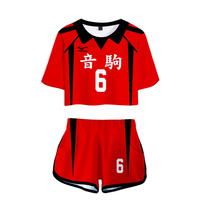 Женская рубашка-шорты Haikyuu Cosplay Костюм Hinata Shoyo Nishinoya форма Yuu Sports Karasuno Koukou для