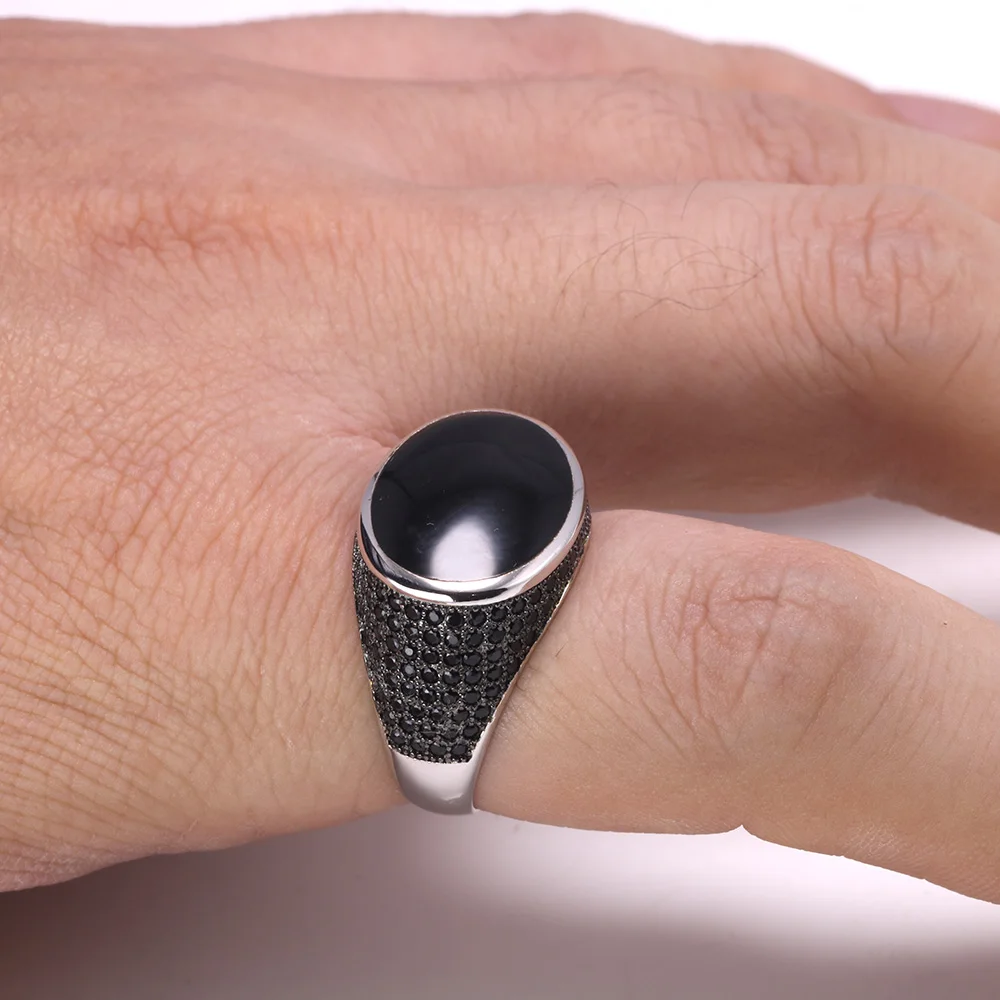 Гарантированное 925 пробы серебряные турецкие кольца для мужчин женщин с черным