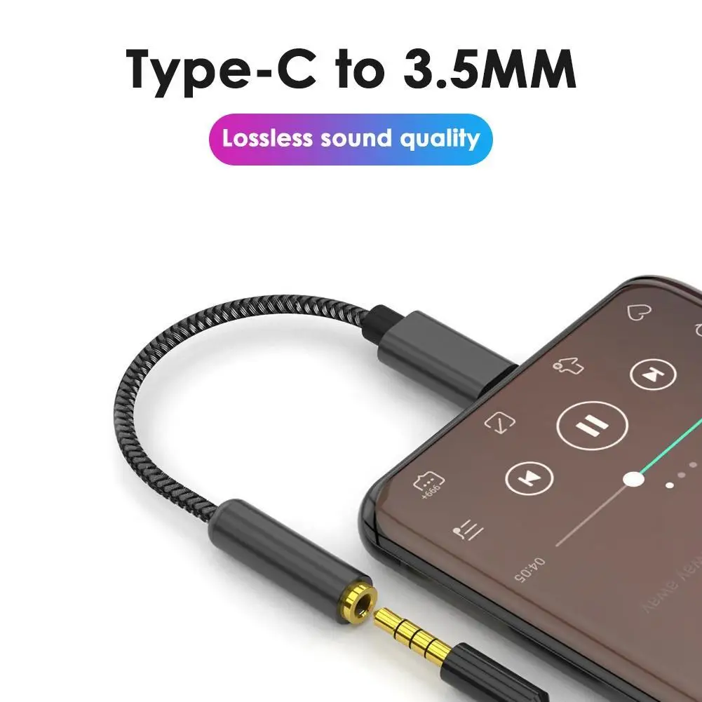 

Type-C to 3.5mm Braided Mini AUX Headphone Jack Cable HiFi DAC Audio Adapter Amplifier Adapter For OnePlus 6T Huawei Samsung
