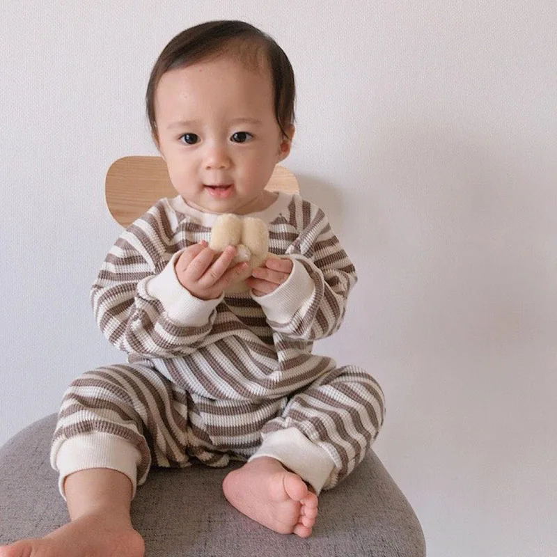 Детский хлопковый комбинезон с вафельным принтом на возраст 0 24 месяца|Ромперы| |