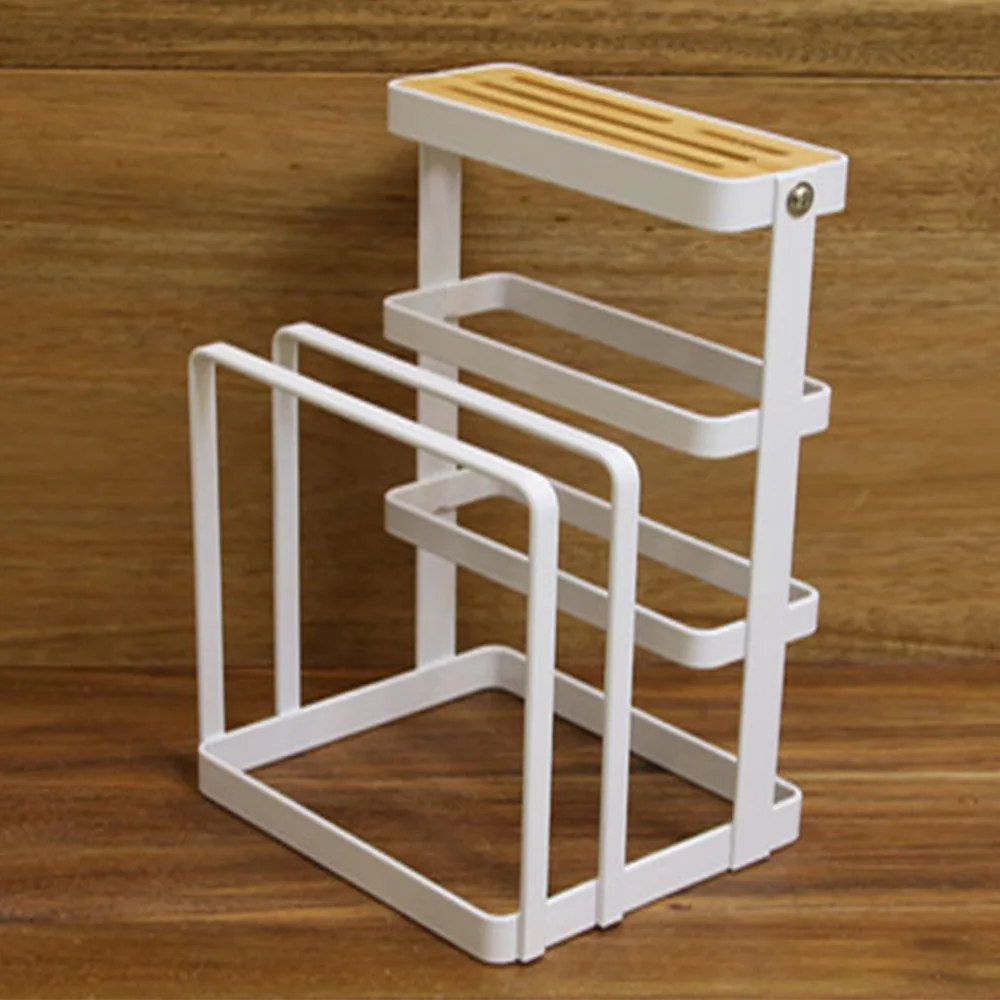 

Metal Steel Cutting Board Holder Multifunction Pot Knife Drying Rack Counter Display Stand Storage Shelf Kitchen Organizer