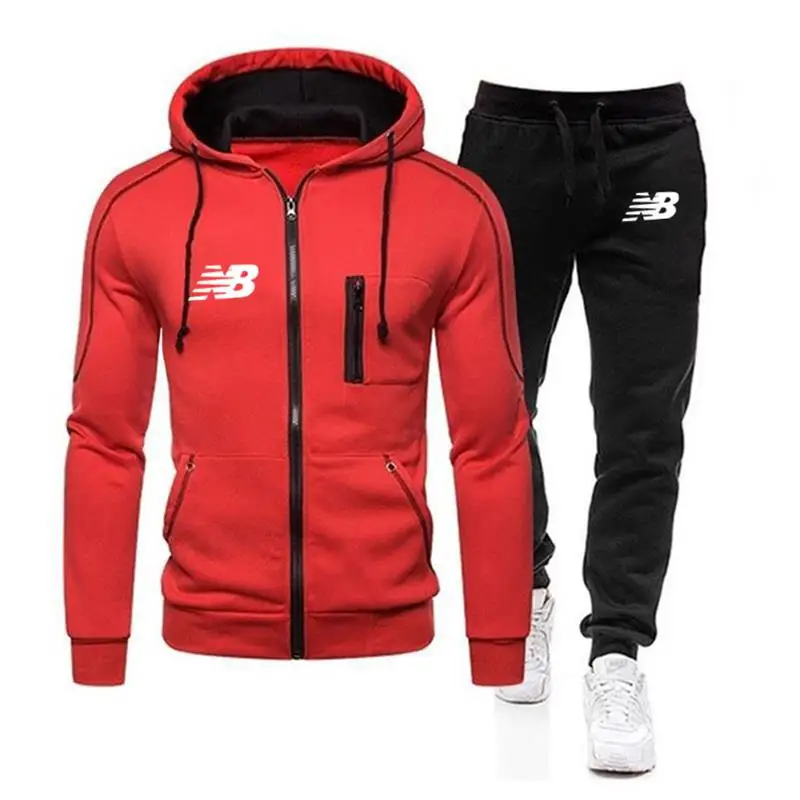 

Spring Autumn 2021 Men's Sweat Suit Set Tracksuit Men Outfit Full Sleeve Tops with Hood Outdoor Sport Wear Men's Hooded Suit
