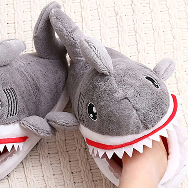 

Cartoon Shark Funny Shoes Girls Lovely Indoor Slippers Ladies Home Shoes 2021 Fashion Plush Warm Slippers Women