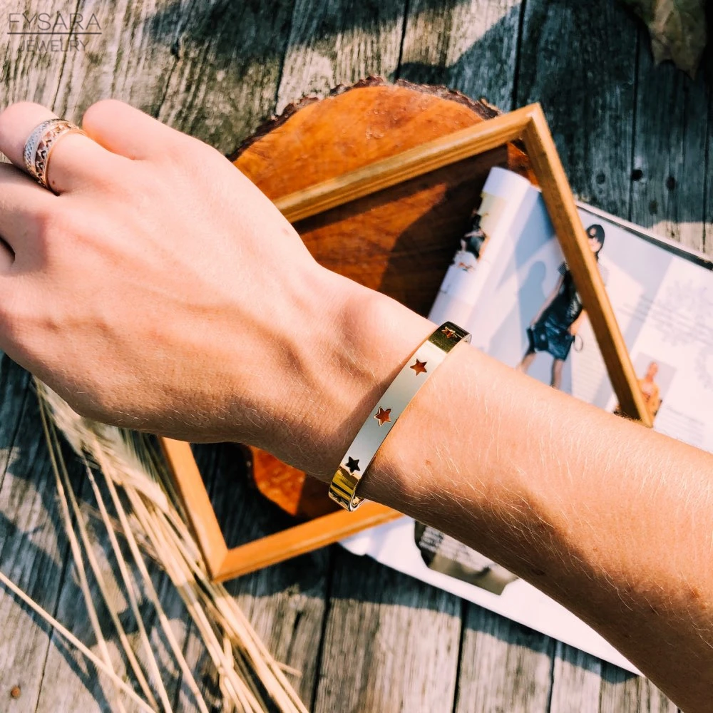 FYSARA модный полый браслеты со звездами и из нержавеющей стали для женщин