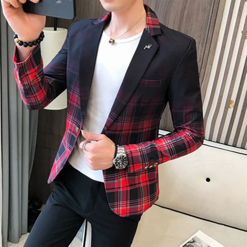 

2021 new style Premium color scheme for men slim fit business plaid fashion Leisure suit coat Jackets S-3XL