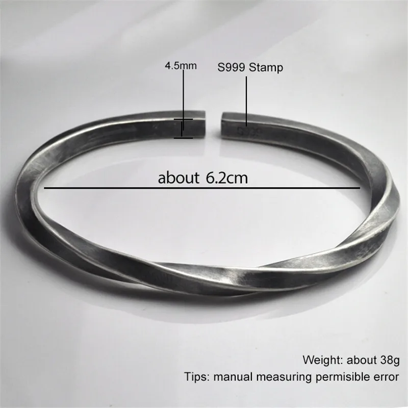 Мужской браслет из серебра 925 пробы в стиле панк|Гибкие и жесткие браслеты| |