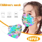 10 шт., одноразовые маски для детей, с радужным принтом