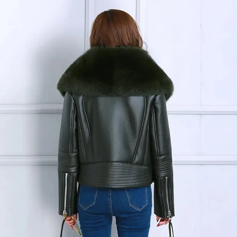 Куртка женская из искусственной овчины Короткая кожаная куртка с 2019 меховым