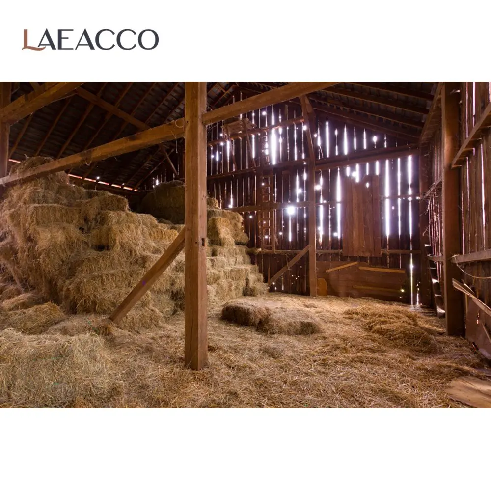 Фото Старый винтажный деревянный склад стог сена сельская ферма ребенок 3D узор