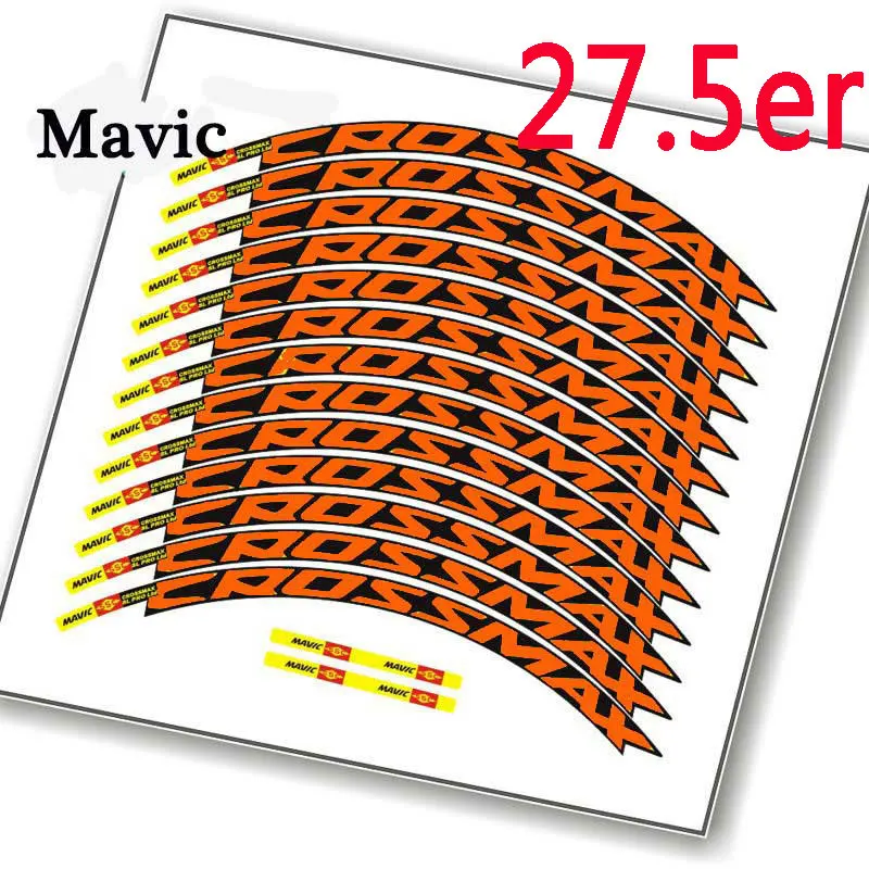 27.5 inch Orange CROSSMAX углеродный обод велосипеда наклейка 26 27,5 29er велосипедные аксессуары MTB DH гоночный велосипед наклейка водонепроницаемый солнцезащитный крем - Color: 27.5 inch Orange
