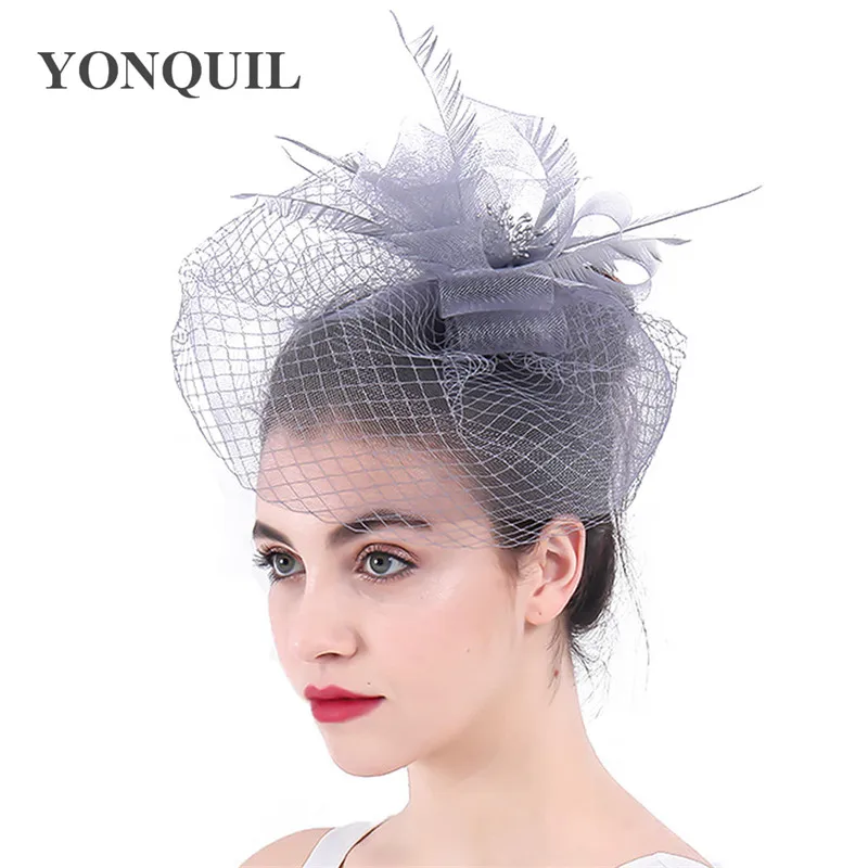 Дамские серые аксессуары для волос женщин свадебные вуалетки головные уборы