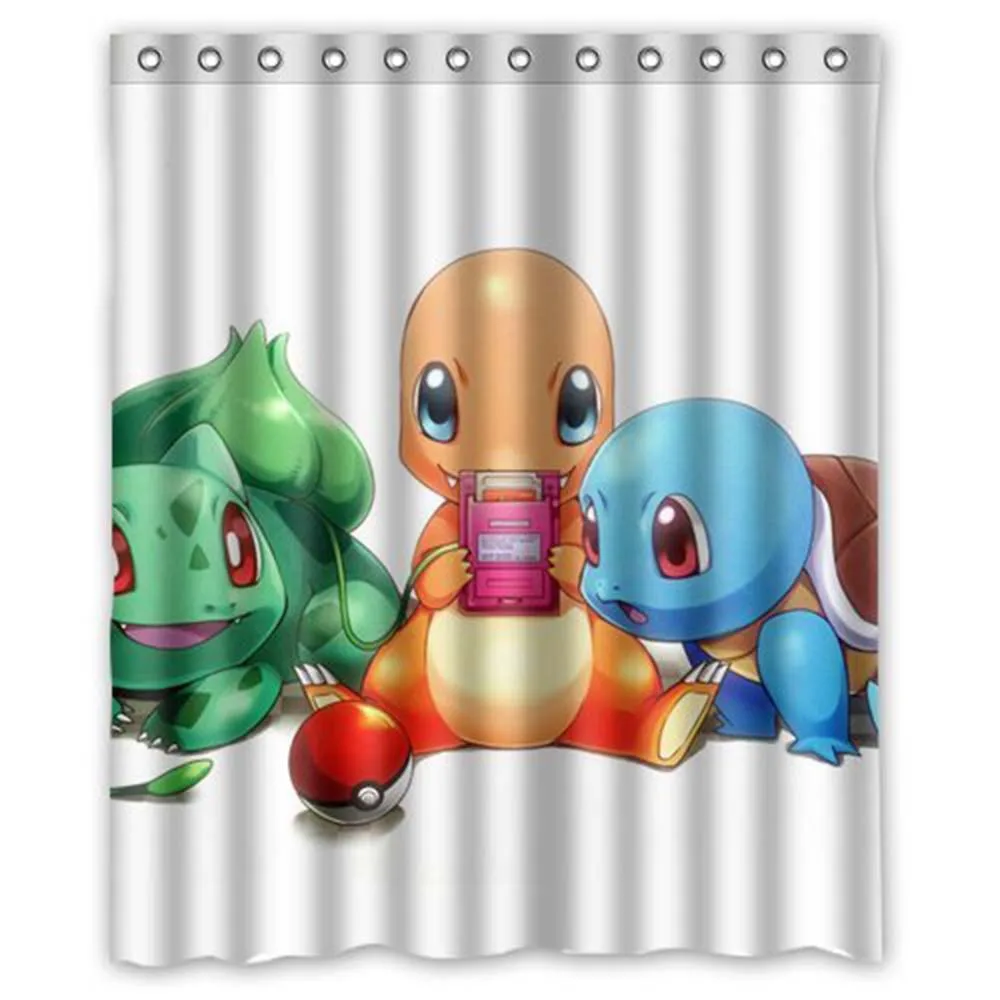 Pokemon cute Squirtle Charmander bulbasaur популярная классическая индивидуальная занавеска для душа, Высококачественная Полиэстеровая занавеска для ванной с комплектами - Цвет: 1