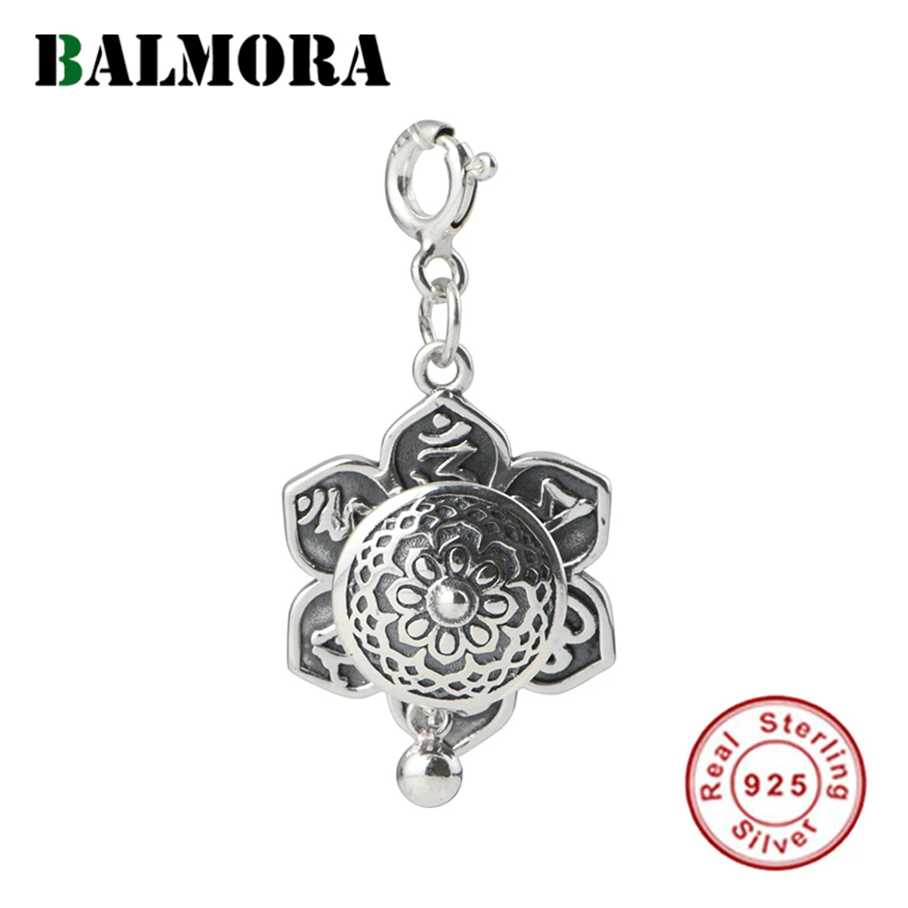 

BALMORA 925 Sterling Silver Buddhist Pendant Accessories For Women Men Vintage Rotatable Stack Pendant Jewelry Without Chain