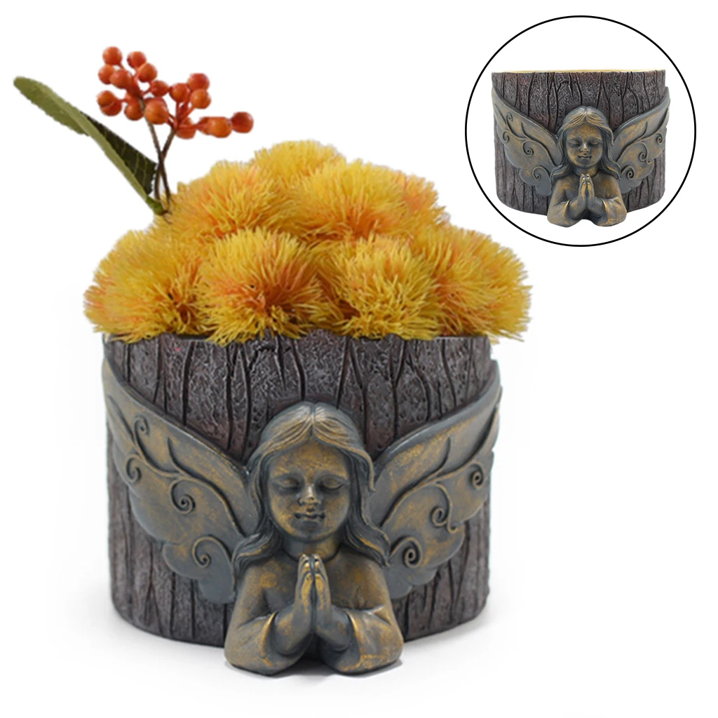

Креативный цветочный горшок с ангелом из смолы, семейный контейнер для посадки воды, комнатный уличный декоративный горшок, Настольная Ваз...