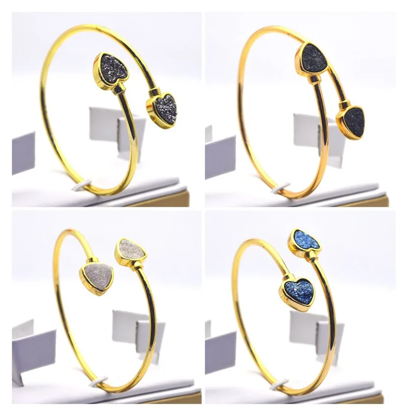 

Женский серебряный браслет с бусинами, браслет из натурального кристалла треугольной формы, открытое золото, бижутерия