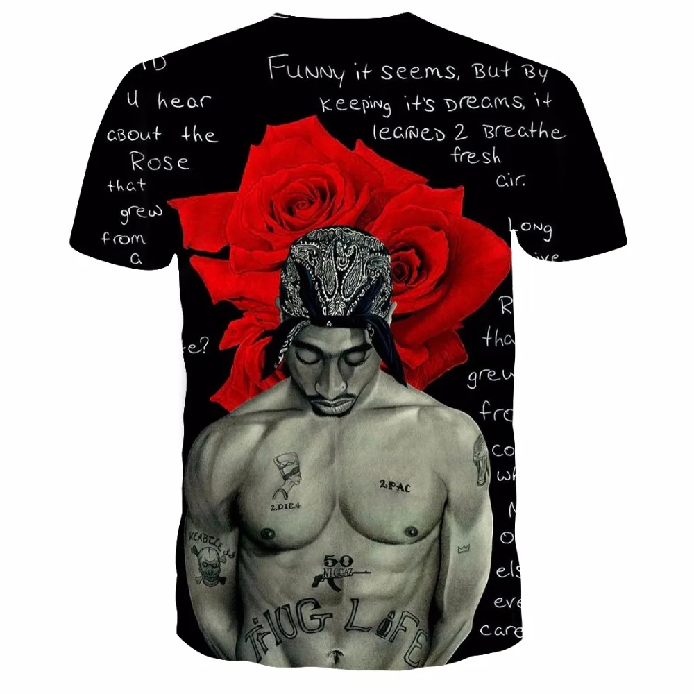 2020 летняя модная мужская футболка в стиле раппер 2pac Тупак футболки с 3D принтом