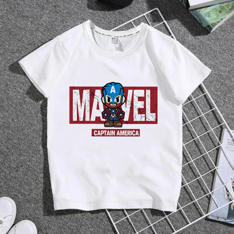 

Super Hero Cartoon Print White Kid T shirt Children Movie Cute Tops Summer Little Baby Clothes,Drop Ship
