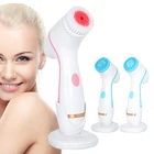 Электрическая Очищающая щетка для лица, ультразвуковое Силиконовое очищающее средство для лица, очиститель пор, Глубокая очистка кожи, вращающаяся щетка, головки, спа-массаж для красоты