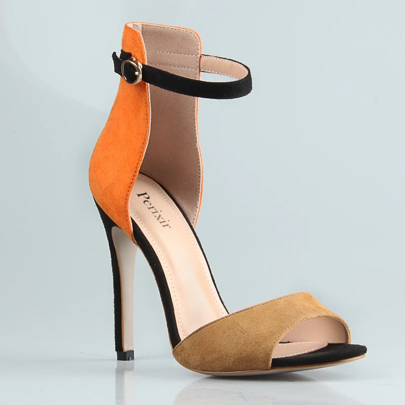 Женские босоножки на высоком каблуке Perixir 2020 с открытым носком летние оранжевые