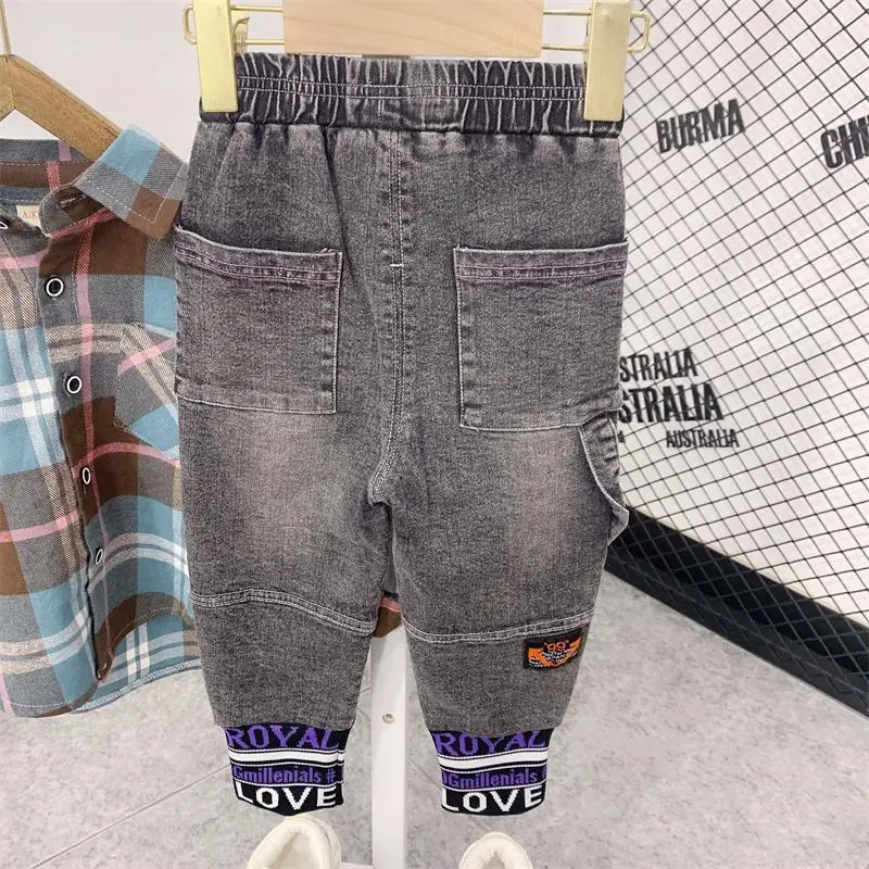 

3PCS WLG Boys Boutique Outfits Kids Clothes Fall Plaid Letter Shirt White Orange T Shirt and Jean Set Baby Fashion Clothes