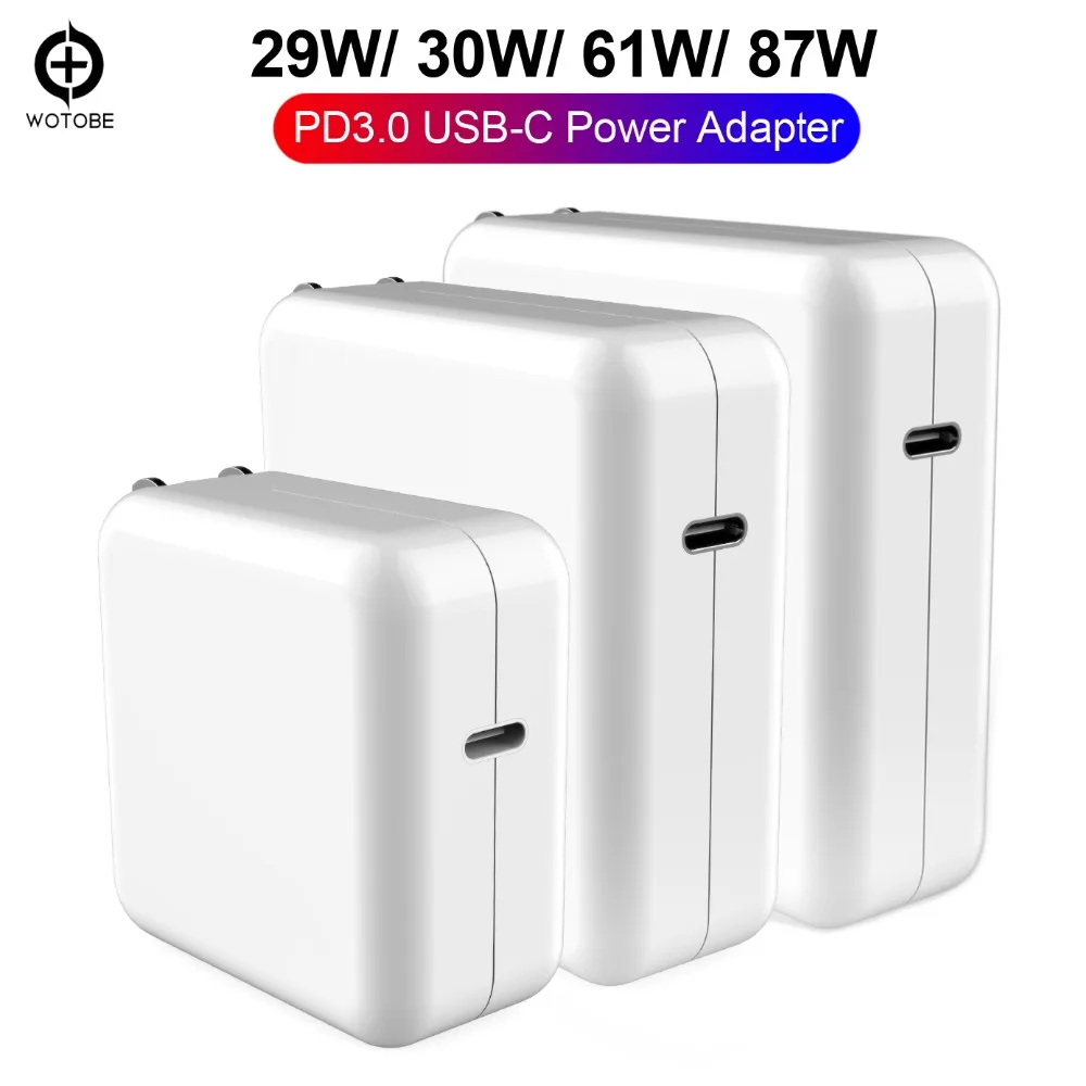 USB-C Мощность адаптер 29 W/30 W 61W 87 Вт PD Зарядное устройство USB3.0 5 Гбит/с кабелем для MacBook Pro/Air iPhone/iPad Pro(стандартные USB-C кабель