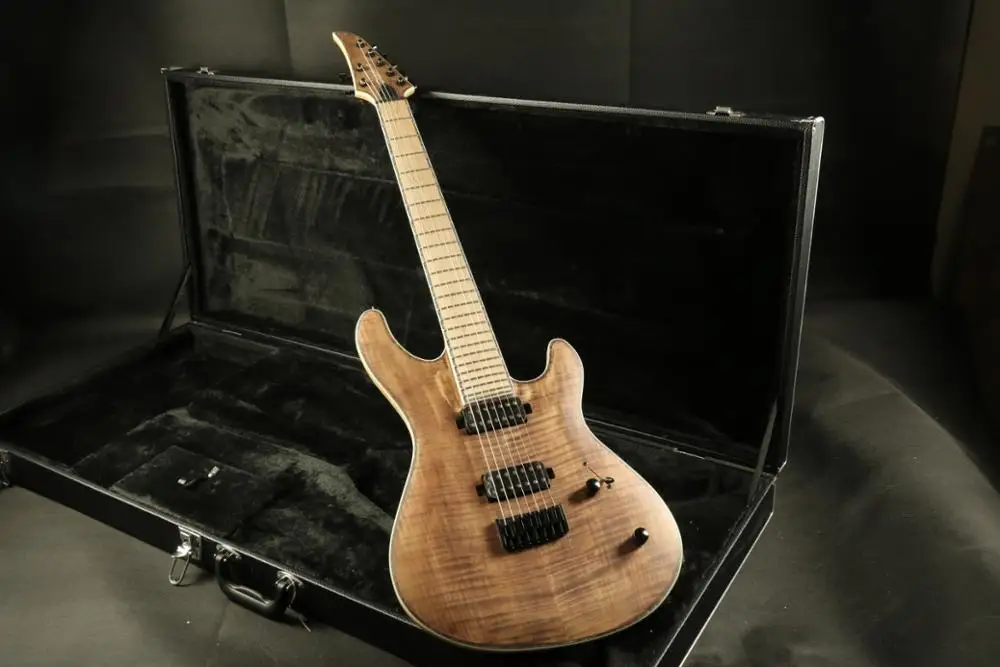 Качественная 7 Струнная электрогитара ra клен Топ шея через тело 8 струнная гитара