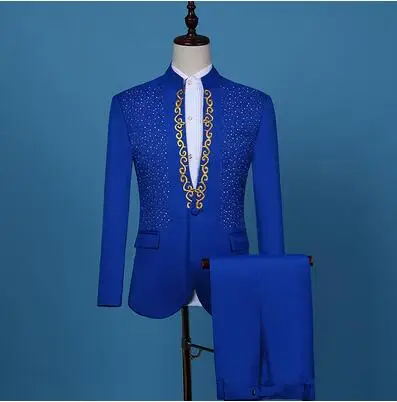 Костюм мужской с блестками и брюками приталенный Блейзер вечернее платье для