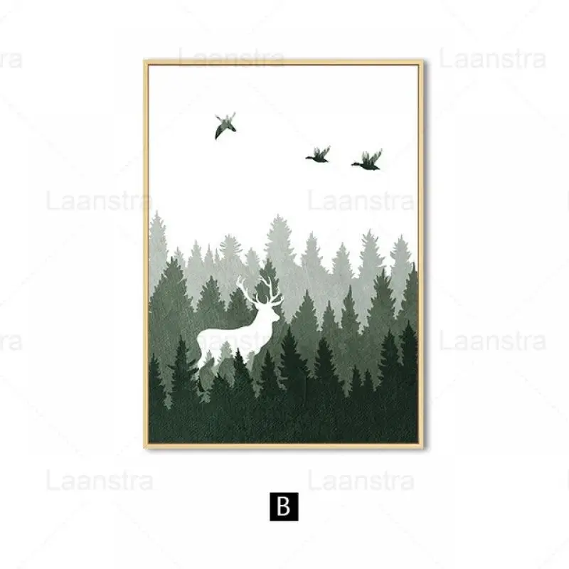 

Modern Home Decor Nordic Green Poster Deer Canvas Painting Wall Art Animal Posters and Prints Wall Pictures Living Room Murals