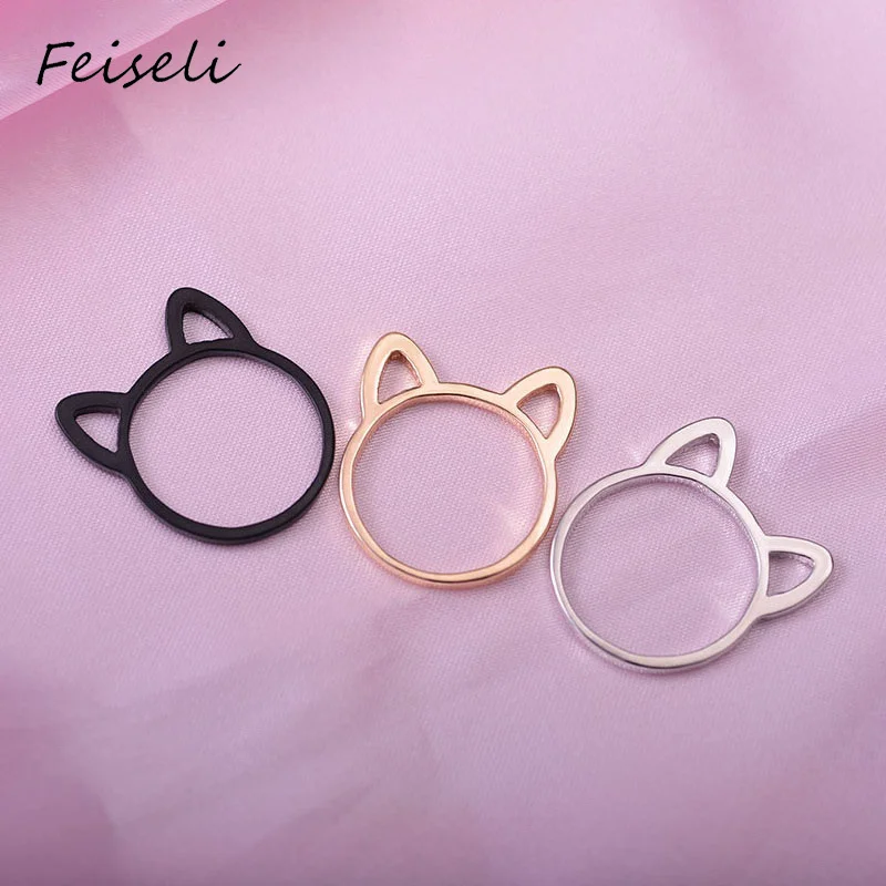 Feiseli новинка полое кольцо с милыми кошачьими ушками для женщин и девочек горячая