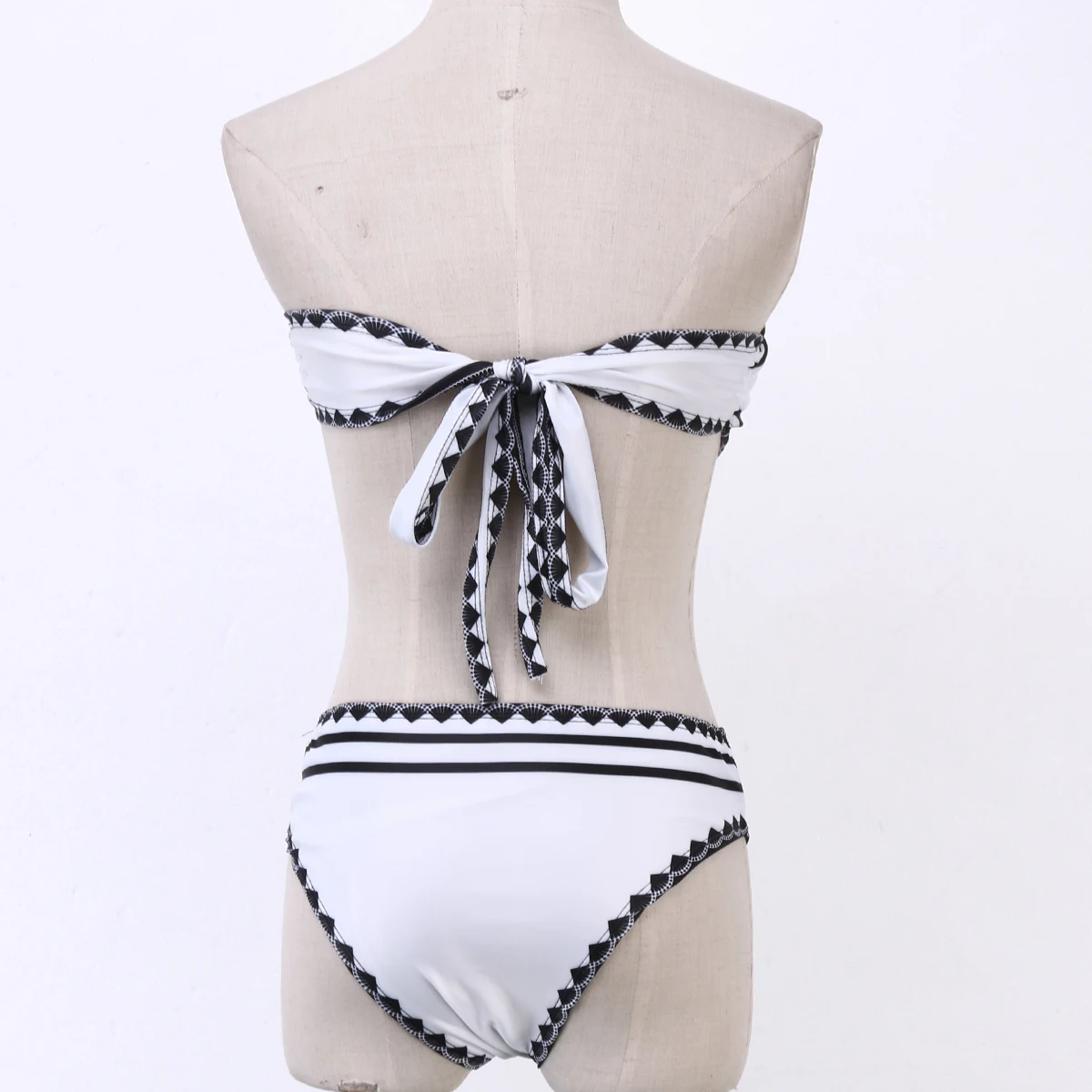 Женский комплект бикини с завязками без бретелек топы принтом купальник из двух