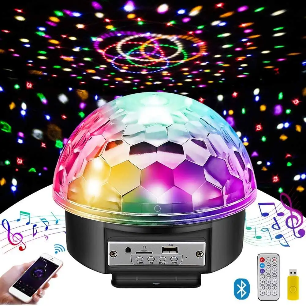 Inalámbrico Bola de discoteca fiesta Altavoz Bluetooth 9 colores TF tarjeta MP3 reproductor de sonido activado LED DJ lámpara Bar para fiestas de boda KTV