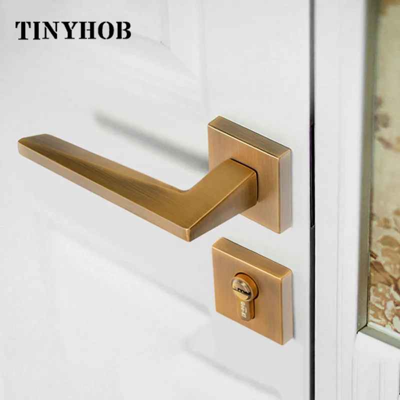 Square Zinc Alloy Door Lock for Interior Doors European Style Split Handle with Accessories/Yellow Bronze | Обустройство дома