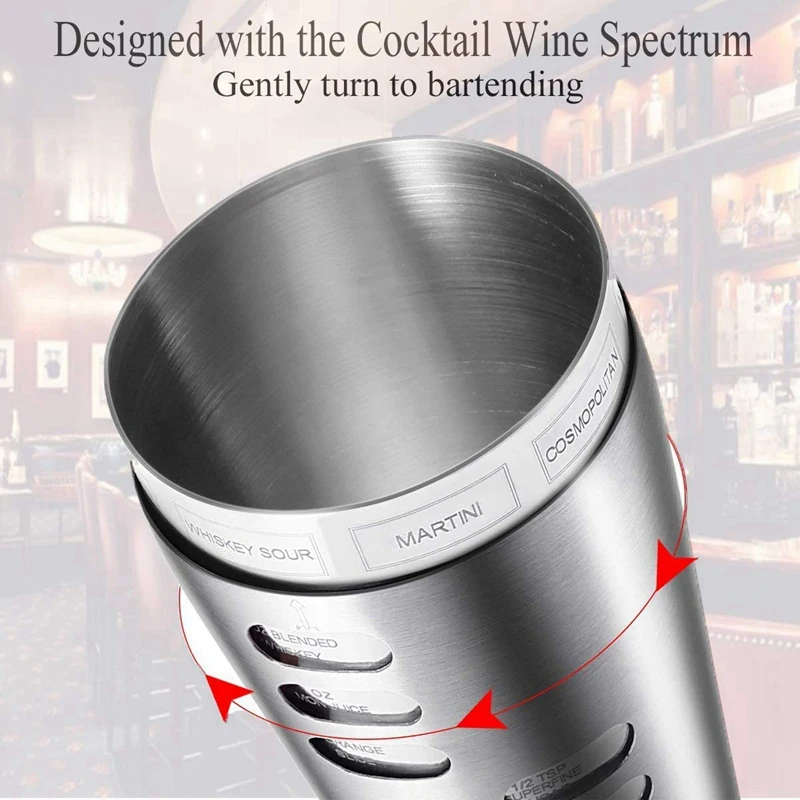 

700Ml Cocktail Shaker Measuring Stainless Steel Bar Drink Mixer Bartender Strainer Drink Mixer Set