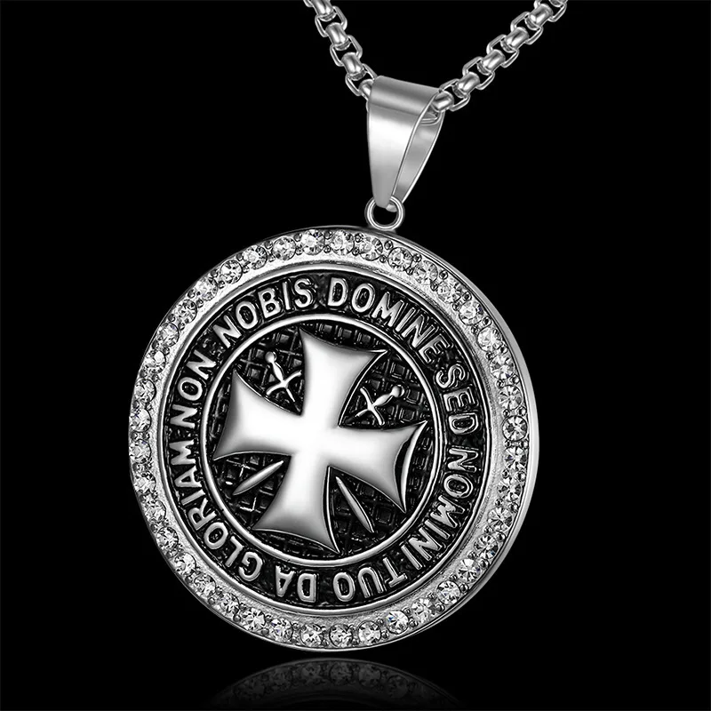 Мужское ожерелье с подвеской Рыцари металлический крест в стиле ретро