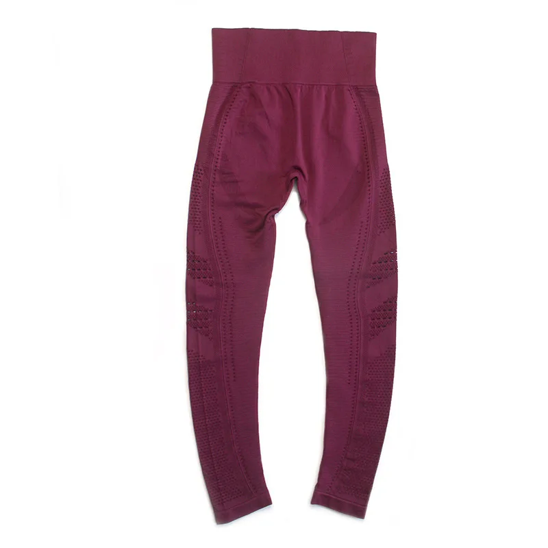 wine leggings 2 шт./компл. жизненно Для женщин спортивный костюм для занятий йогой спортивный комплект для тренажерного зала, состоящий из спортивная одежда с длинным рукавом Фитнес укороченный топ+ Высокая Талия энергии бесшовные леггинсы для женщин - Цвет: wine leggings