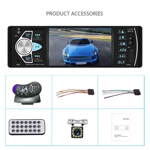 With 12 LED Camera Одиночный 1DIN Bluetooth стерео 4," MP5 плеер USB TF карта U диск AUX FM Радио авторадио+ камера - Цвет: With 12 LED Camera