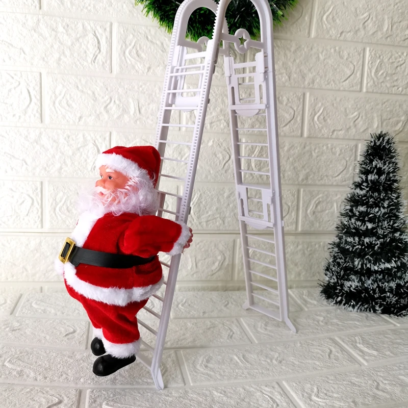 

Decoration Santa Claus Music Electric Climb Ladder Hanging Decoration Christmas Tree Ornaments Funny New Year Kids Gifts