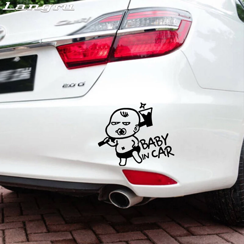 Langru Милый Забавный ребенок мальчик в автомобиле на борту Автомобильная наклейка
