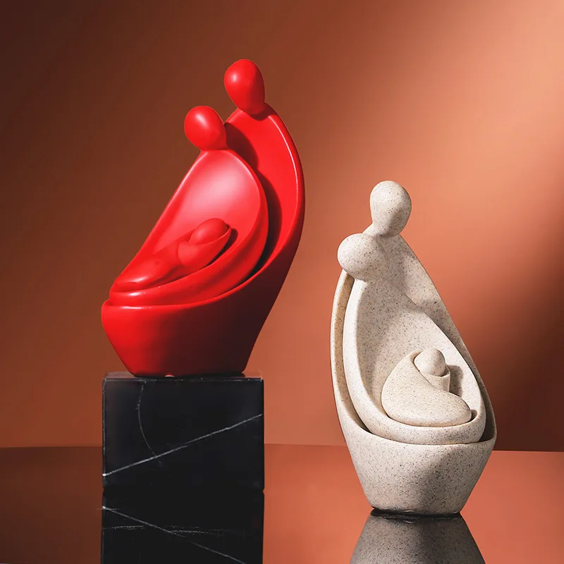 

Creative Statue Family Figurines Modern Art Sculpture Home Decorations Room Bookshelf TV Cabinet Decor Animal Ornament Craft