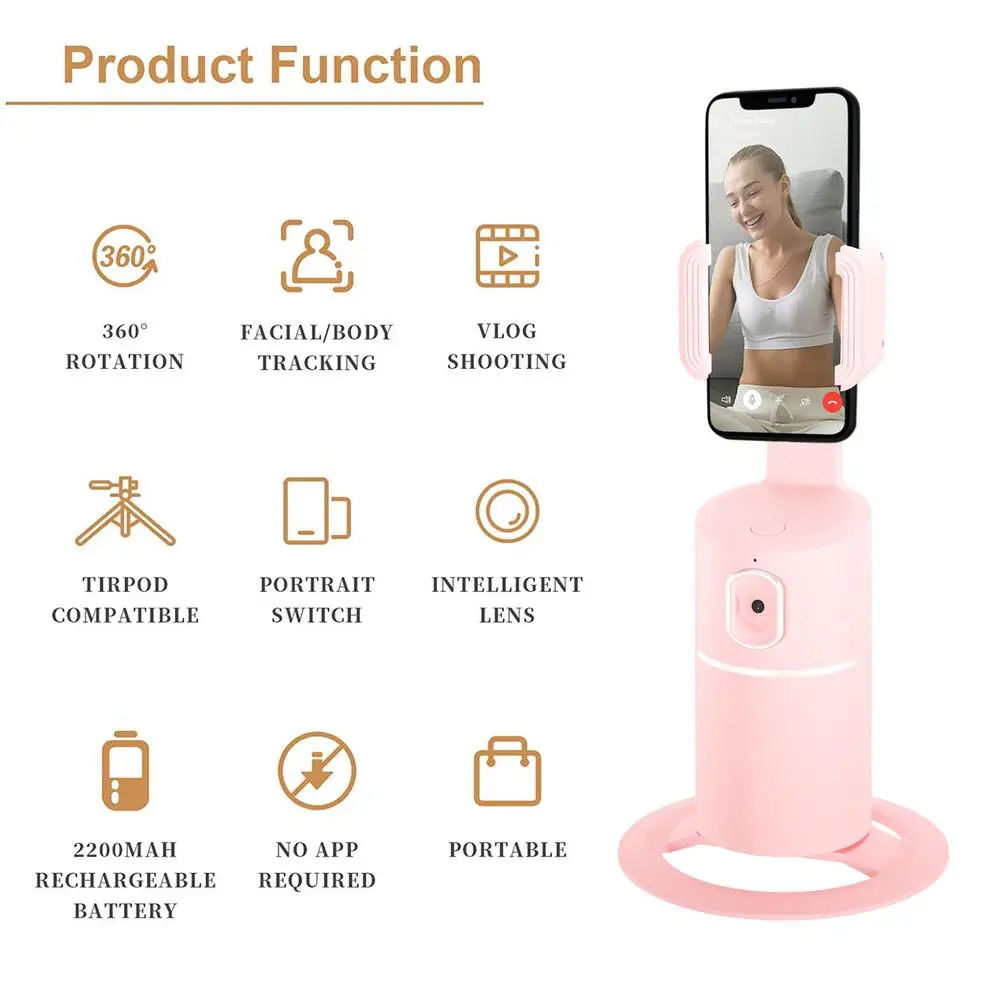 portable all in 1 smart selfie stick 360 degree rotation auto face object tracking camera phone mount holder free global shipping