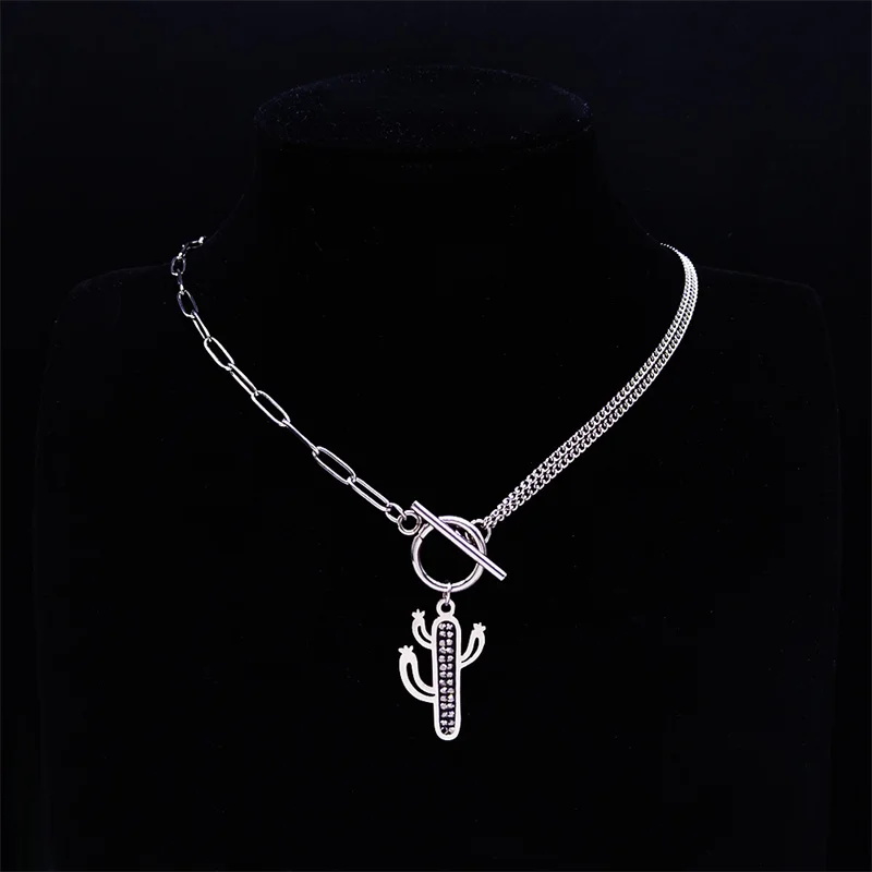 Женское колье-чокер из нержавеющей стали с черными кристаллами